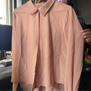 Light blush Pink Button-Up Blouse